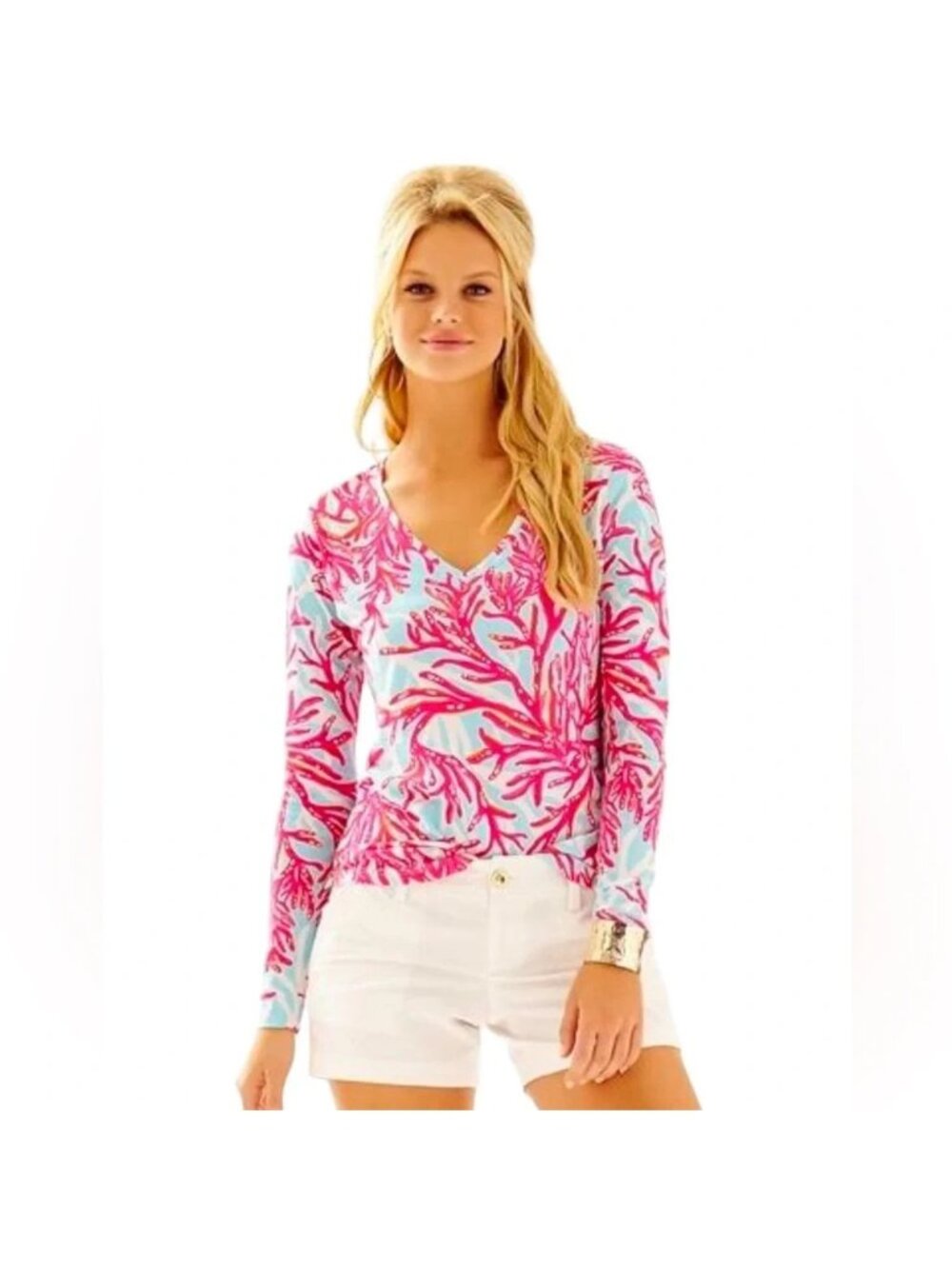 Lilly Pulitzer S Nellie Tee Top Breakwater Blue Underwater Escape